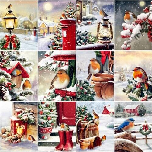 Paint By Diamonds Bird Winter Art Diy Christmas Picture Painting Animal Hand Paint Kit Canvas Home Decoration