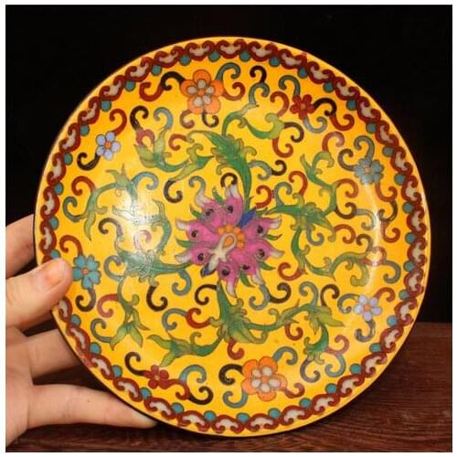 Chine vieux pékin vieux marchandises Seiko cuivre pneu cloisonné motif plaque