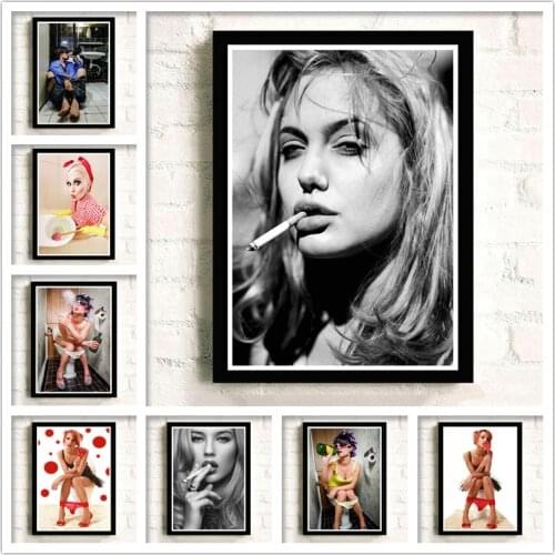 Sexy girl Bathroom Wall Stickers White Coated Paper Prints Clear Image Home Decoration Livingroom Bedroom Frameless