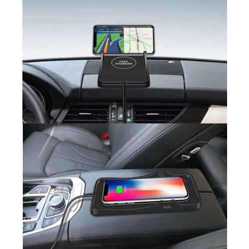 2020 New Square QI Wireless Charger Universal Pad Silicone Charging Pad Two-color Transparent Sideband GPS Bracket Base