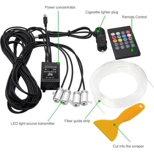 Ambient Light 8 Color RGB Remote Control Car Atmosphere Light Lamp Car Interior Decoration Atmosphere Light Kit Neon Srip Lamp