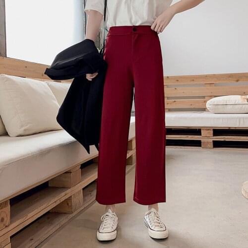 Wholesale 2020 Fashion Womens high-waist suit pants Korean style wild wide-leg pants drape straight casual sports pants women