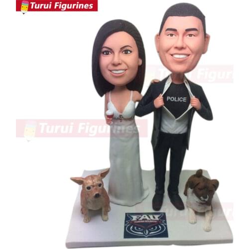 Florida Atlantic University Personalized Wedding Cake Topper Bobble Head Clay Figurine FAU Cake Topper FAU Wedding Police Weddin