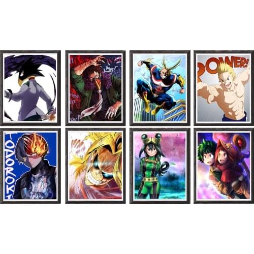 Anime Picture Poster My Hero Academia Overhaul All Might Digital Canvas Wall Art,8 x 10 Inches,No Frame,8PCS