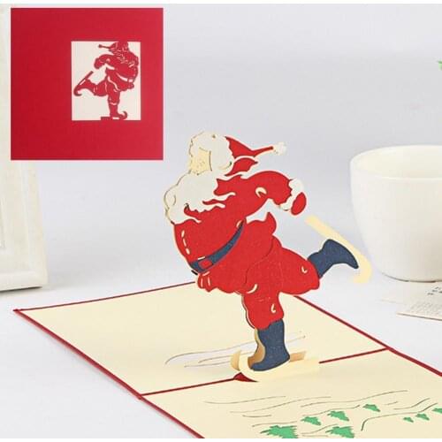 3D Santa Pattern Christmas Card Paper Hidden Design Holiday Card for Kids
