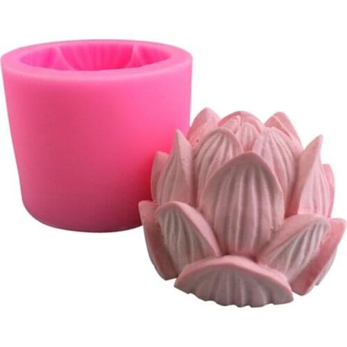 Pink Aromatherapy Candle Silicone Mold Lotus Flower Shape Soap Silicone Mould DIY Candle Form Soap Mould Cake Decoration Supplie