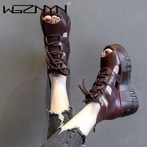 NEW Fish Mouth High Quality Soft PU Leather Summer Roman Shoes Women Sandals Platform Heighten Shoe Wedges Sandals open toe shoe