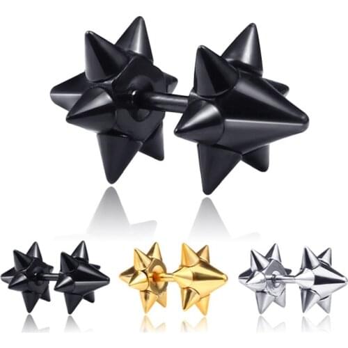 Classic Punk Spines Pattern Stainless steel Earrings For Women Men Fashion Geometric Stud Ear Jewelry Party Gifts 2 pieces