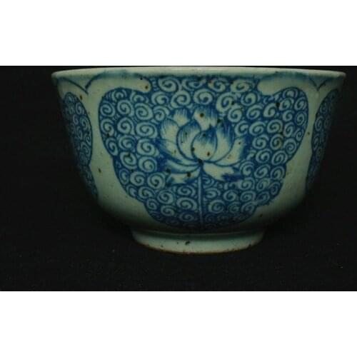 Antique Old MingDynasty porcelain bowl,Blue& white,hand crafts,lotus flower,Free shipping