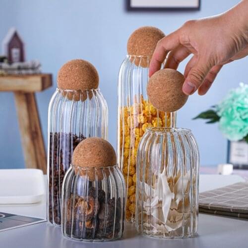 Glass jar with lid Kitchen storage Bottle jars with cork Spices Coffee Cereal Container Organizer Cans Seasoning Spice tank