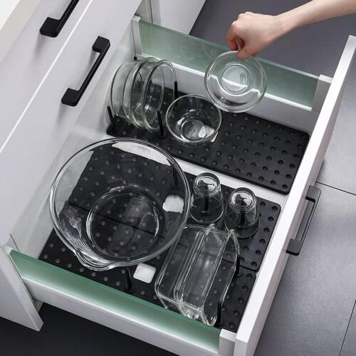 Drawer Retractable Tableware Rack Dish Plate Storage Holder Kitchen Bowl Organizer Space Saver Dish Drying Rack For Kitchen