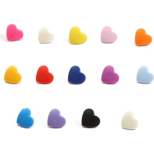 10 Sets/Bag(4pcs/set) Color Resin Heart-Shaped Fastener Snap Button Baby Clothes Press Buckle For DIY Clothing Sewing Accessorie