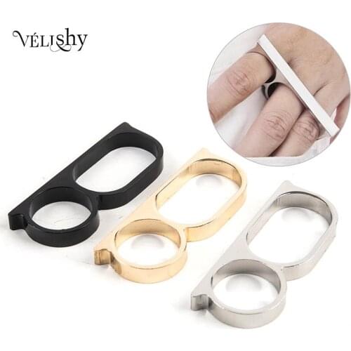 1PCS Personality Hyperbole Ring For Men Double Knuckle Blogger Two Finger Punk Ring