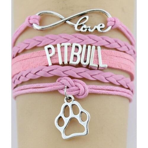 10PC/lot Infinity Love Pitbull Mom Paw Heart Charm Wrap Bracelets Paw Print Charms Animal Bracelet Women & Men Bracelets Jewelry