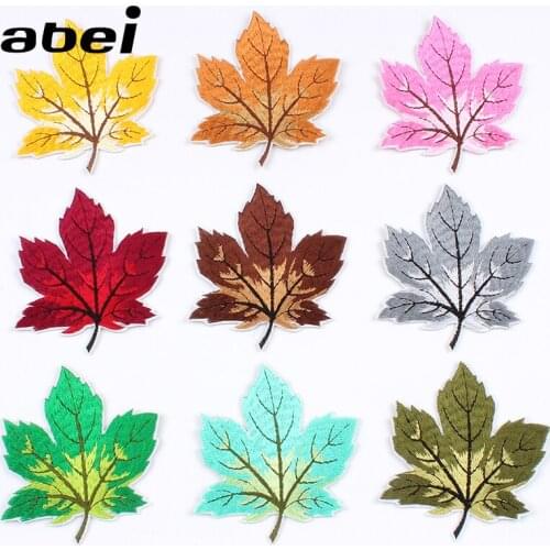 10pcs/lot Iron On Embroidery Leaf Stickers Sewing Garments Maple Patch DIY Handmade Patchwork Jeans bags Shoes Hats Appliques
