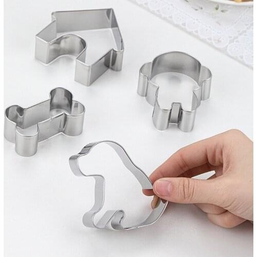H55E 11pcs Puppy Dog Bone Shaped Cookie Cutter Stainless Steel Biscuit Fondant Molds Homemade Baking Tools Dishwasher Safe