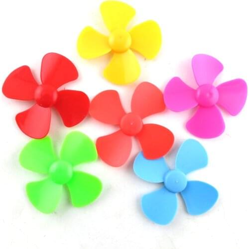17182TW JMT 10PCS 80mm Plastic Four-Leaf Propeller Paddle Model Windmill Toy DIY Handmade Accessory for Children Mixed Color