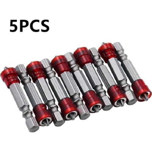 5Pcs 48mm S2 Alloy PH2 Phillips Magnetic Screwdriver Bits 1/4 Inch Hex Shank Drywall ScrewdriverHand Electric Screw Tool