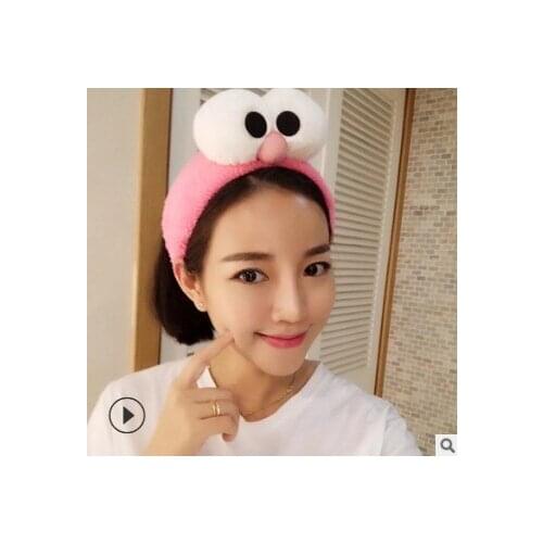 60pcs/lot DIY Multi Coral Fleece Cartoon HeadBands Big Eyes Wash Face Elasticity Hair Bands Styling Tools Accessories HA649