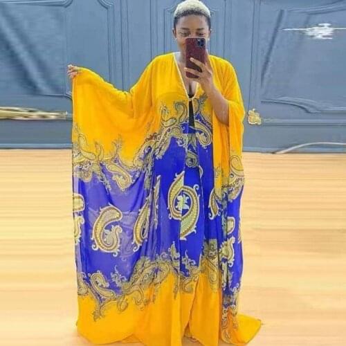 African Dress Clothes Women 2 Piece Set Long Boubou Tops And Pants Suit Fashion Floral Print Chiffon African Maxi Dress Outfits