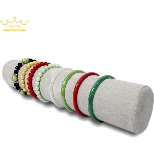 Promotion Gift Box Packaging Jewelry Display Props Grey/Black Velvet Bracelet Bangle Watch Chain Ankle Holder Roll Organizer Bar