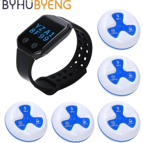 BYHUBYENG Wireless Call System Charge Watch Pager Cheap Easy Operate Bell Wrist Restaurant Waiter Vibrating Table Shop Service