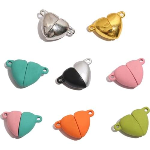 10 Pcs Heart Magnetic Pendant Connected Clasps Beads Couple Lover Gift for Women Men Fashion Jewelry Chain Bracelet