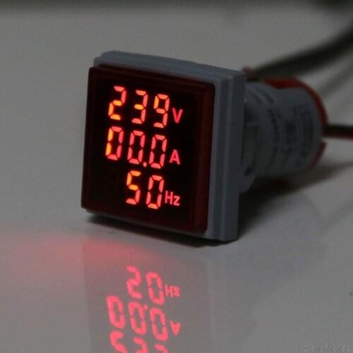 Digital 3in1 AC Ammeter Voltmeter Hz Current Frequency Meter Square Signal Light 22mm Digital Voltage Amp Hz LedJy21 21 Dropship