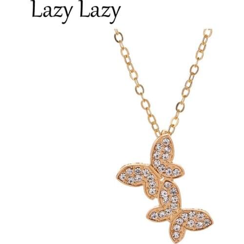 Girl Butterfly Crystal Necklace Temperament Alloy Choker Chain Necklace Jewelry Charm Gifts for Women Neck Pendants Choker 2020