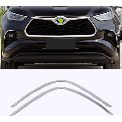 For Toyota Highlander Hybrid 2021 2022 Chrome Front Foglight Fog Light Eyebrow Strips Cover Trim Protect Car Accessories