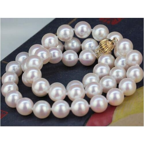 Elegant 10-11mm south sea round white pearl necklace 18inch>free shipping
