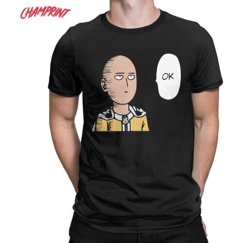 One Punch Man Merch T-Shirts Men Anime Manga Humor 100% Cotton Tees Round Collar Short Sleeve T Shirt Plus Size Clothing