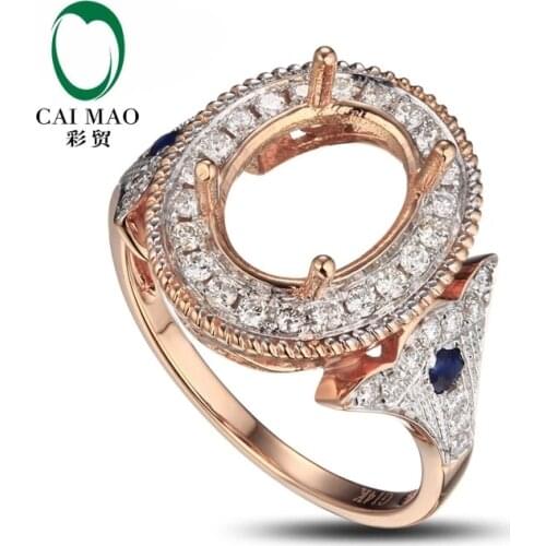 CaiMao Oval cut Semi Mount Ring Settings & 0.53ct Diamond 14k Rose Gold Gemstone Engagement Ring Fine Jewelry