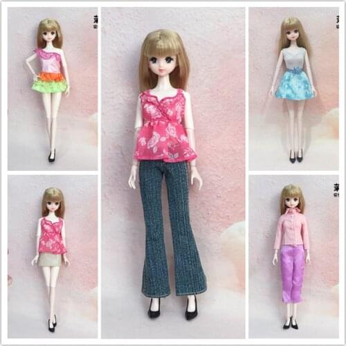 Long Hair Licca Doll Heads With Body Clothes Set Cute Doll Set Girl DIY Playing Doll Parts Original Quality Doll Heads Body Toy