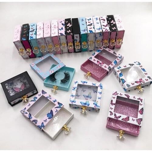 Hot Selling Butterfly Square Case eyelash Packaging Box for Natural Mink Lashes Empty Lash Boxes