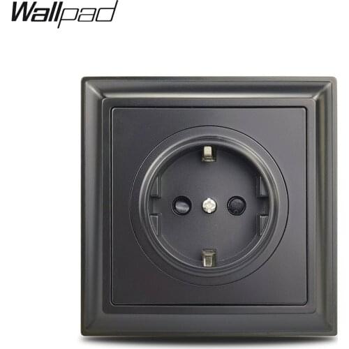 Wallpad Black EU French UK Universal Wall Power Socket USB Charger TV CAT6 Satellite HDMI Outlet L6 PP70 PC Plastic Panel