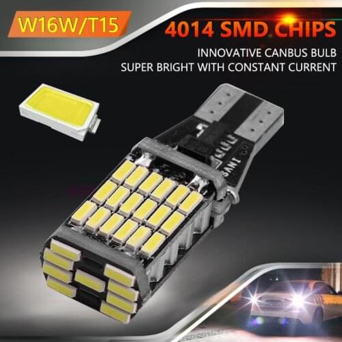 New 3 Color T15 W16W LED Car Reverse Light Bulb Canbus Error Free 4014 45SMD Turn Signal Backup Light Parking Lamp Bulb DC 12V