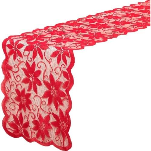New Christmas Table Runner with Red Leaves Lace Festival Table Runner Christmas Table Decoration for Parties & Gatherings