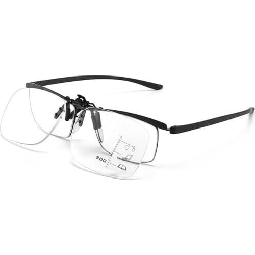 Clip On Progressive Reading Glasses Magnifier Anti Blue Ray Women Men Look Near far Clips Lens Presbyopia Spectacles +1.0~+3.5