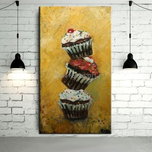 Experienced Artist Hand-painted Good Quality Modern Cake Oil Painting On Canvas Handmade Cake Oil Painting For Kitchen Wall
