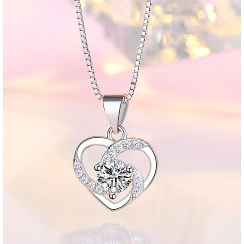 925 Sterling Silver Necklace Heart Pendant Choker Drop Charm Necklaces Romantic Woman Wedding Party Birthday Love Jewelry Gifts