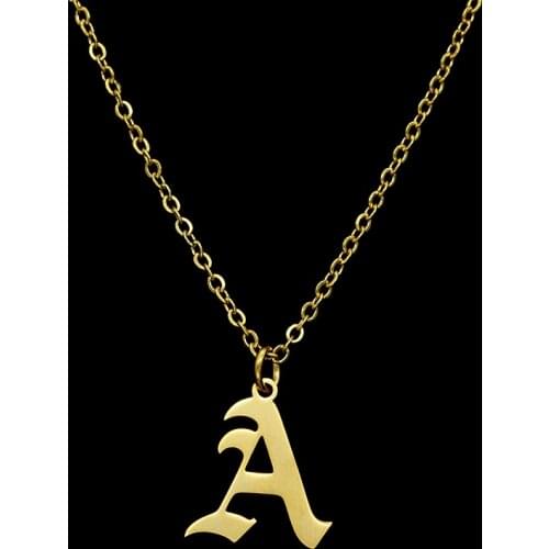26pcs/set A-Z 100% Stainless Steel Old English Letter Necklace Women Wholesale Initial Alphabet Jewelry Pendant Necklaces