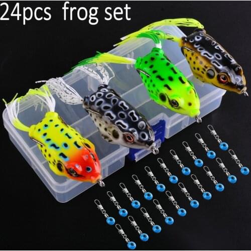 24PC 6g 8g 13g Lifelike Soft Small Jump Frog Engaging Bait Silicone Bait for Crap Fishing Lure Set Kit Gear Crankbait Tackle Box