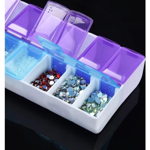 Clear Plastic Organiser Nail Art Rhinestone 14-Grid Jewelry Diamonds Earrings Beads Necklace Storage Box Display Case