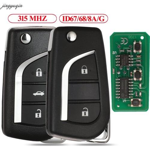 Jingyuqin 5pcs Remote Car Flip Key 315Mhz ID67/68 8A G Chip For Toyota Corolla RAV4 Camry CROWN Reiz Toy43 TOY48 Modified 2/3BTN