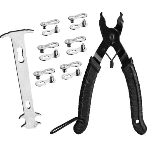 Bicycle Chain Repair Tool Kit with Bike Link Plier, Chain Wear Indicator Checker, 6 Pairs Bicycle Missing Links