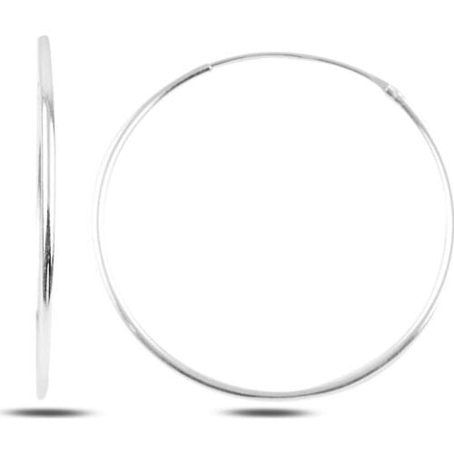 Silver 925 Sterling 30mm Plain Ring Earrings