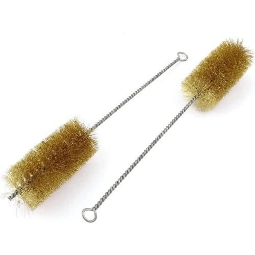 New 2pcs/5pcs 3cm/3.5cm Diameter Brass Wire Tube Brush Copper Wire Cleaning Brush 30cm Total Length Hand Tool Metal Handle