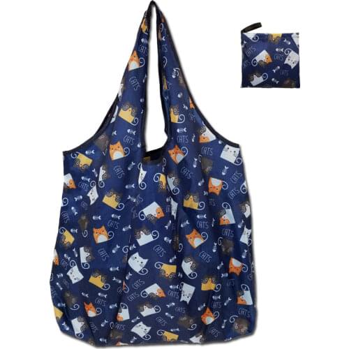 Foldable Eco Shopping Bag Tote Pouch Portable Reusable Grocery Women Storage Bag organizer Cactus Flamingo Dots Female 10-15kg