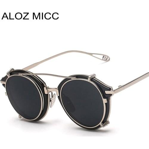 ALOZ MICC Steampunk Sunglasses Men Classic Removable Clip Lens Sun Glasses Brand Designer Women Round Eyeglasses UV400 Q437